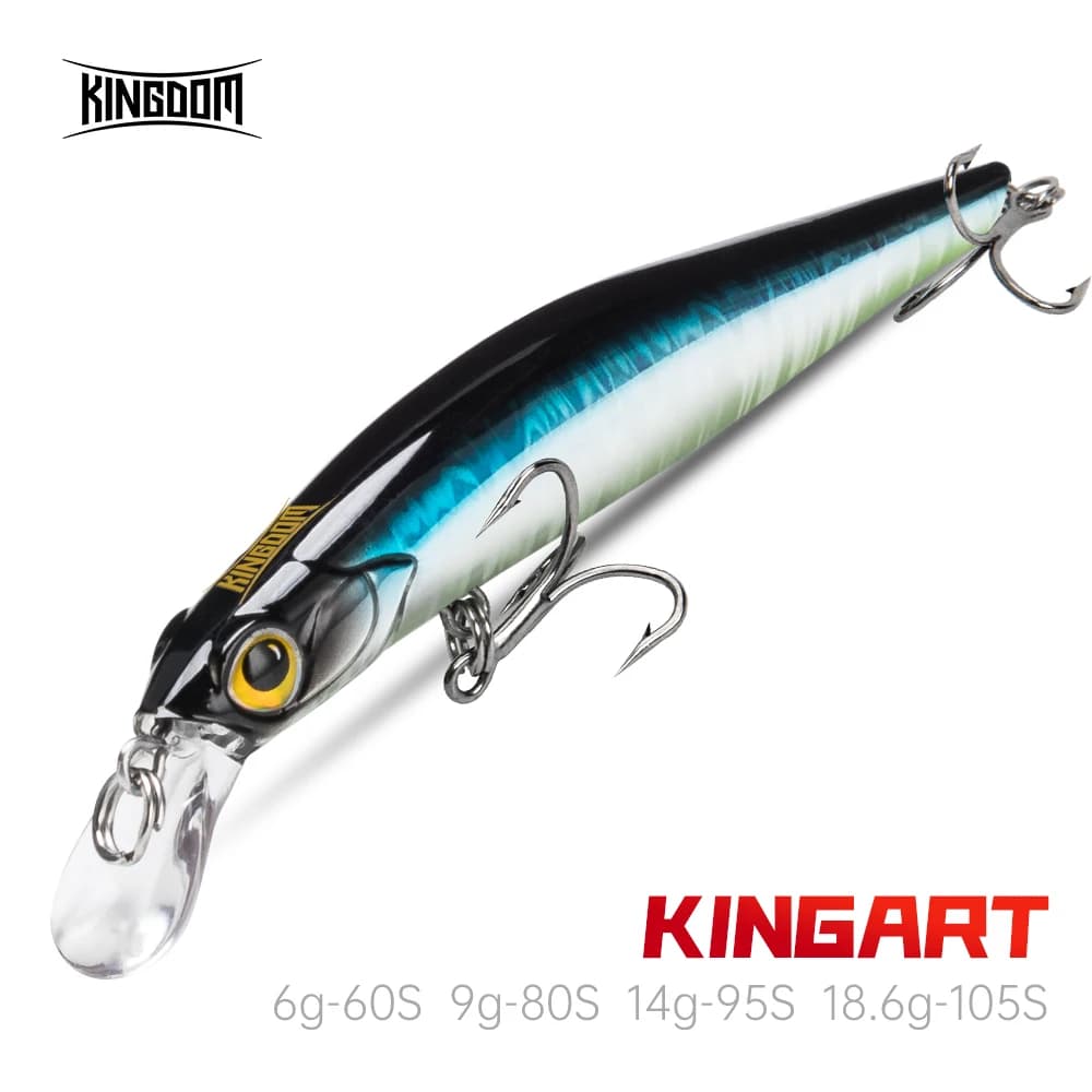 Leurre minnow coulant KINGDOM KINGART 6g à 18.6g jerkbait silencieux pour bar mer wobblers réaliste