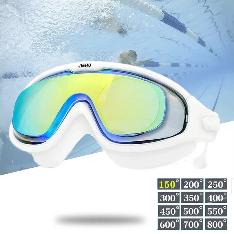 Masque de natation adultes étanche anti-buée avec verres miroir UV pour sports aquatiques