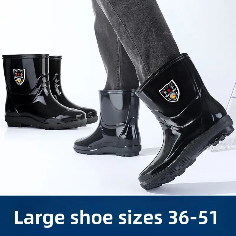 Bottes de pluie homme grande taille tube haut épaisses antidérapantes pêche chaudes tailles larges