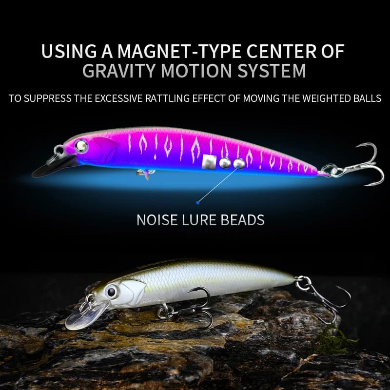 Leurre minnow BEARKING 73mm 5g avec poids magnétique - Crankbait professionnel qualité premium