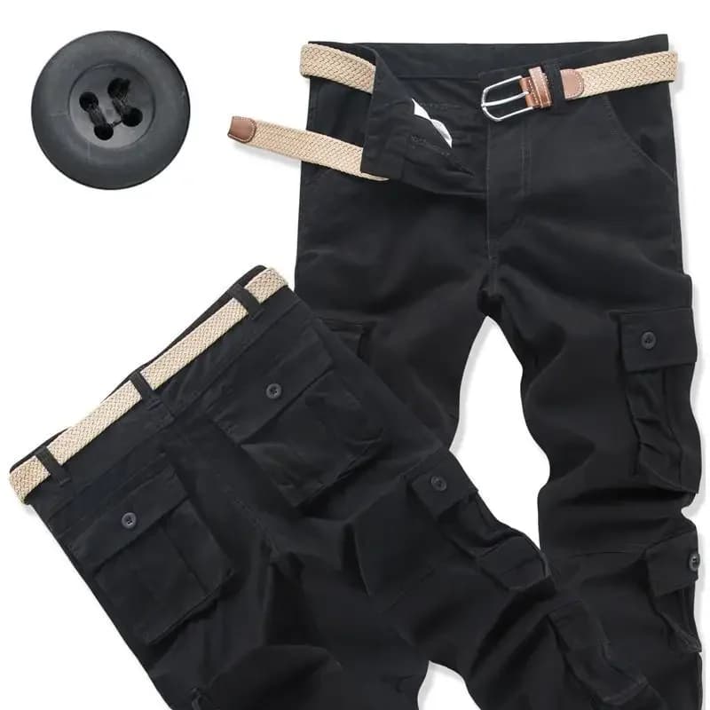 Pantalon cargo coupe droite ample multi-poches décontracté printemps automne pour hommes