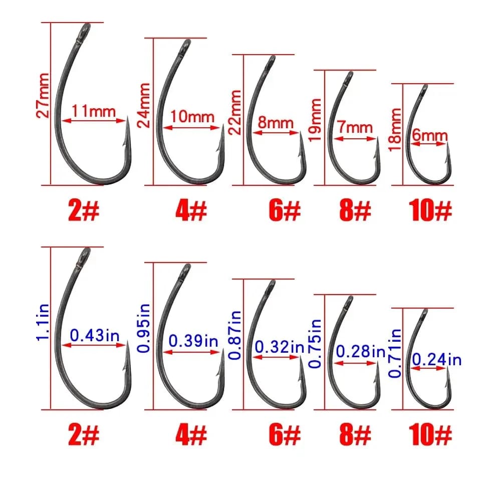 Hameçons carpe Hirisi X915 micro-barbe, acier haute teneur en carbone et revêtement PTFE, lot de 15