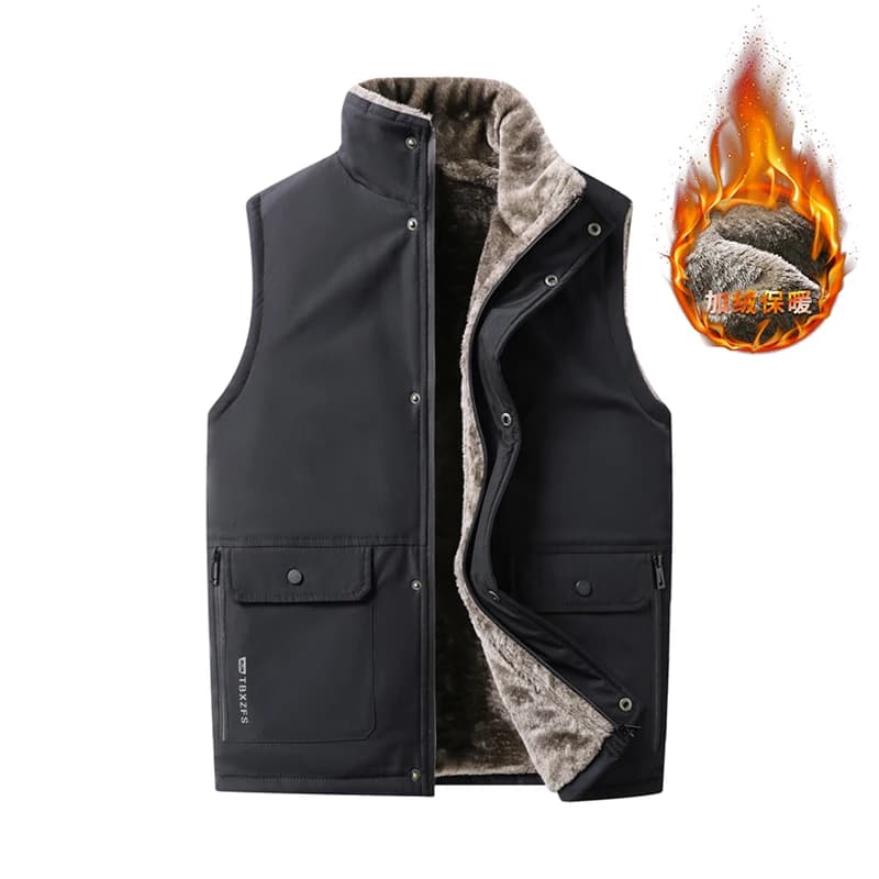 Gilet homme en laine mouton cashmere épais - Veste sans manches chaude et luxueuse pour hiver