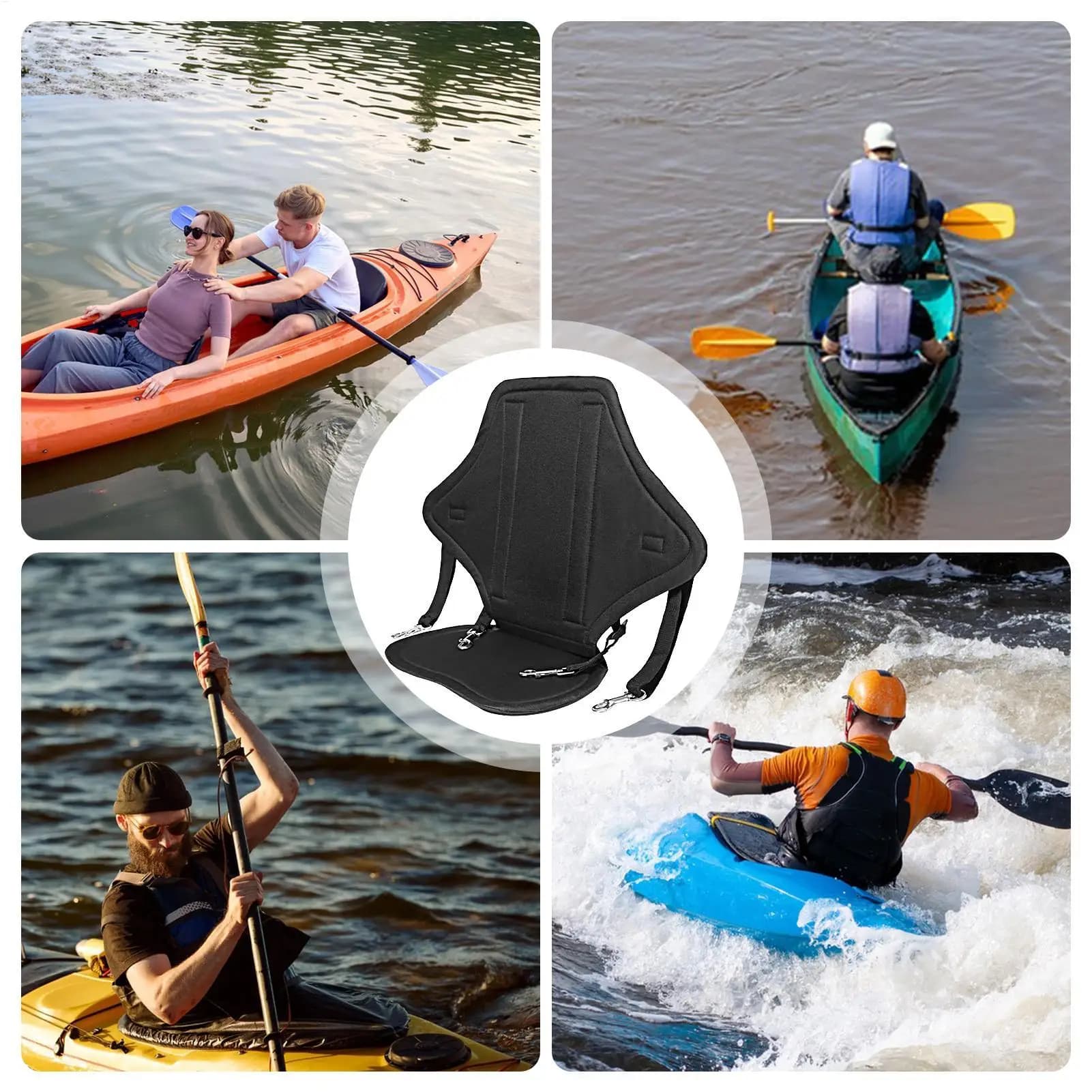 Siège coussin kayak réglable avec dossier et sac de rangement étanche pour canoë paddle board