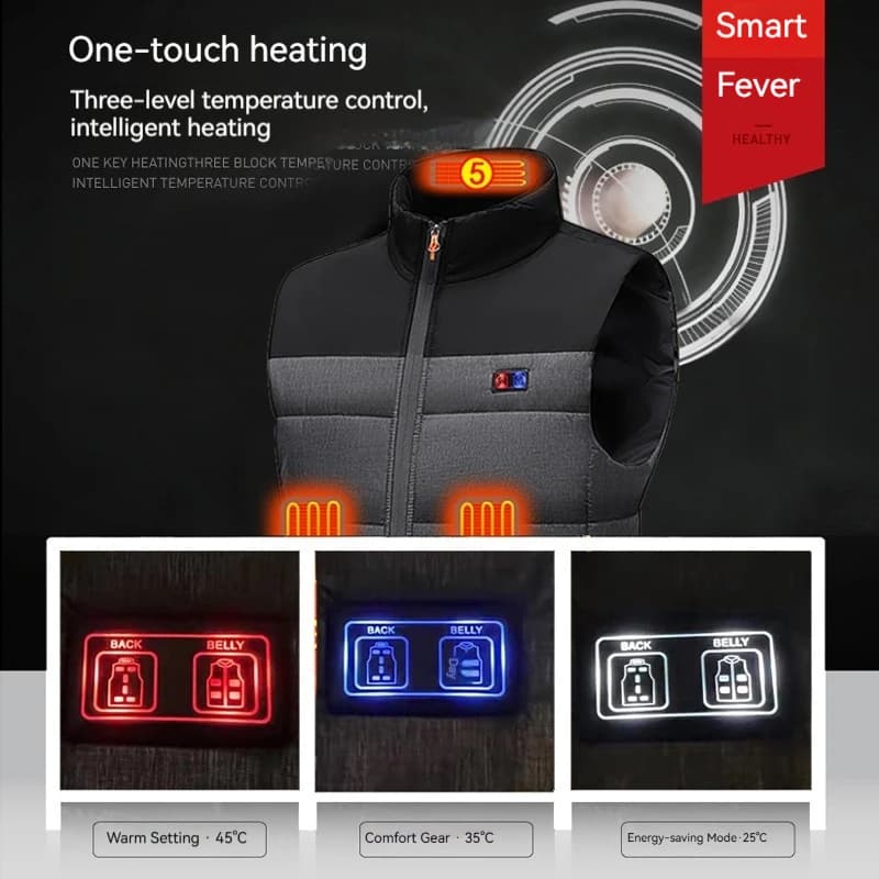 Doudoune chauffante 2025 pour homme et femme, 11 zones de chaleur, batterie USB, veste thermique réglable
