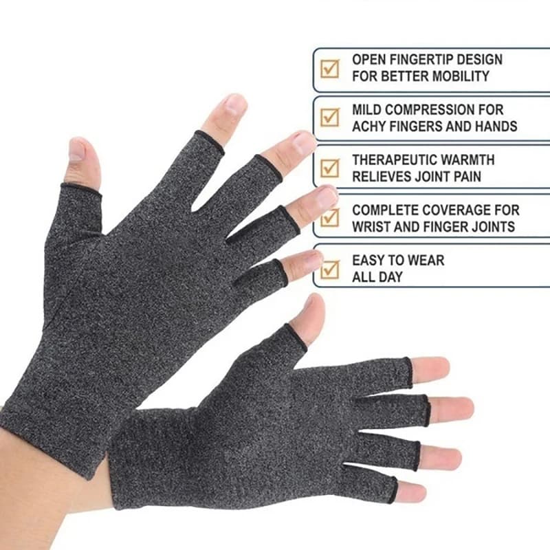 Gants compression pêche doigts libres - soulagement mains pour pêcheurs longue durée