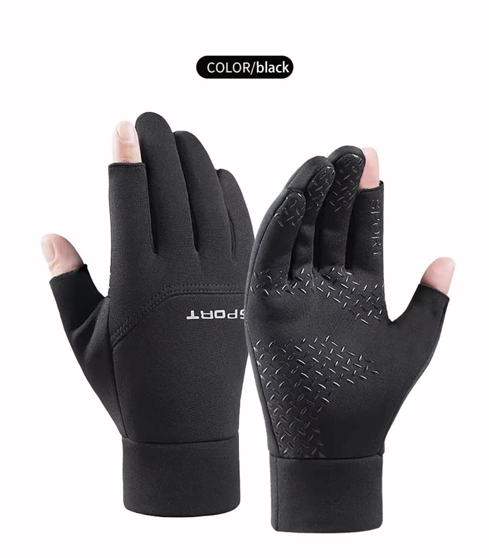 Gants d'hiver écran tactile pêche ski vélo mixte - Design 2 doigts antidérapant hommes femmes