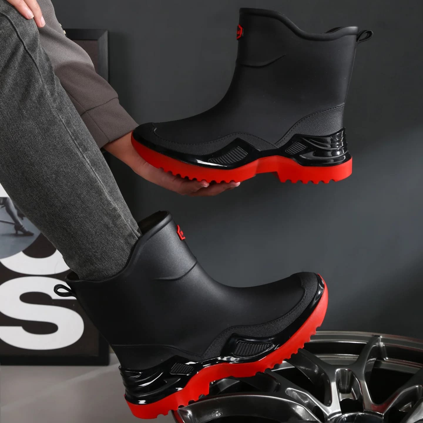 Bottes de pêche imperméables anti-dérapantes pour hommes - Bottes de travail en caoutchouc résistantes