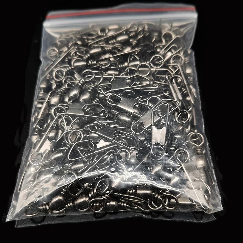 Lot 50pcs émerillons à roulement à bille avec clip pour connecter hameçons et leurres pêche