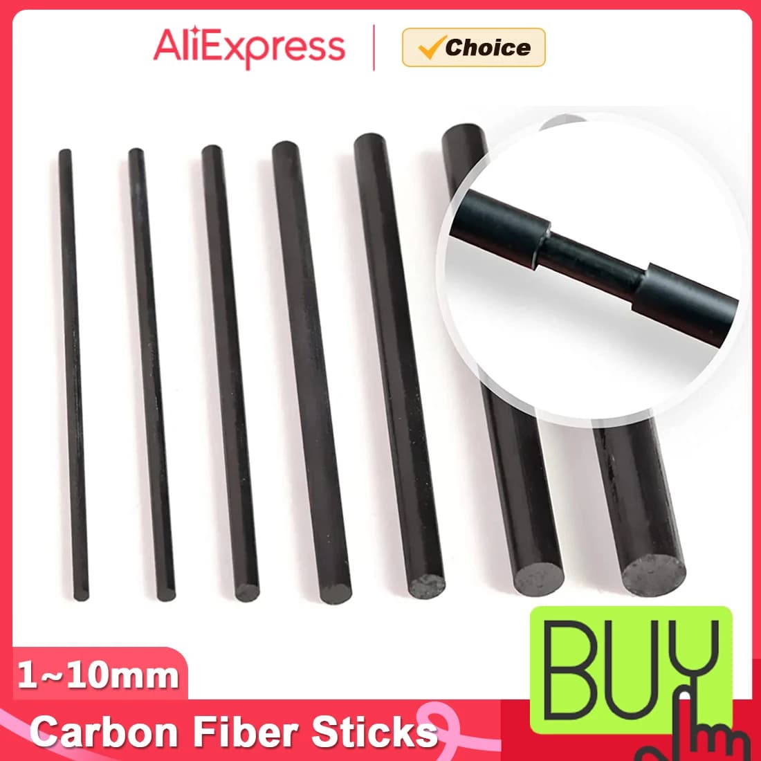 Kit bâtons fibre carbone FishTrip réparation canne pêche haute résistance 1-10mm x 10cm