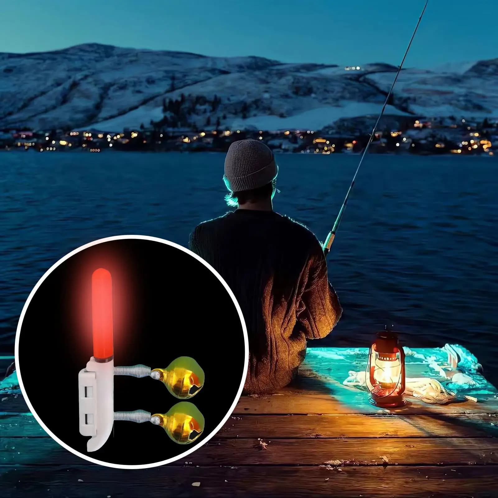Clip lumineux USB pour canne à pêche - Lampe rechargeable et indicateur sonore nuit