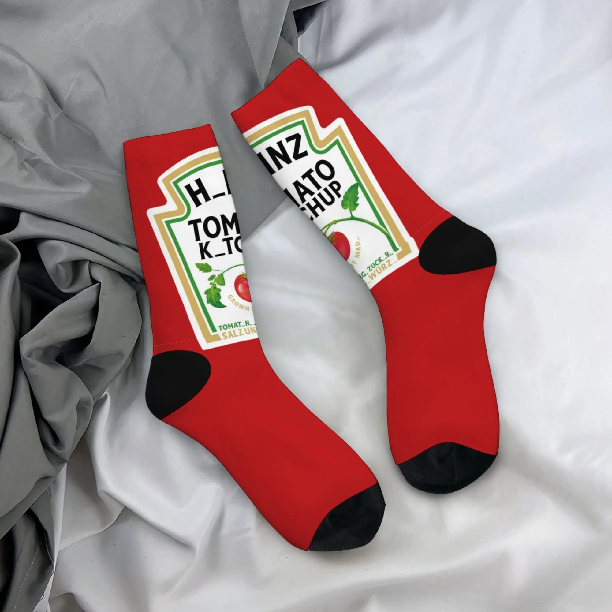 Chaussettes unisexes motif tomate ketchup mi-mollet humour sport maison outdoor cadeau original