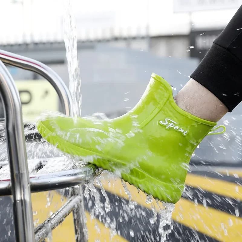 Bottes de pluie mi-hautes hommes anti-dérapantes pour pêche, travail en cuisine et lavage auto résistantes