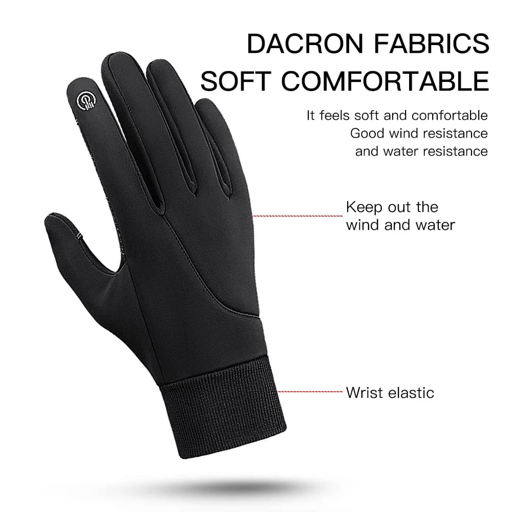 Gants vélo hiver pêche imperméables écran tactile - Protection velours polaire randonnée hivernale