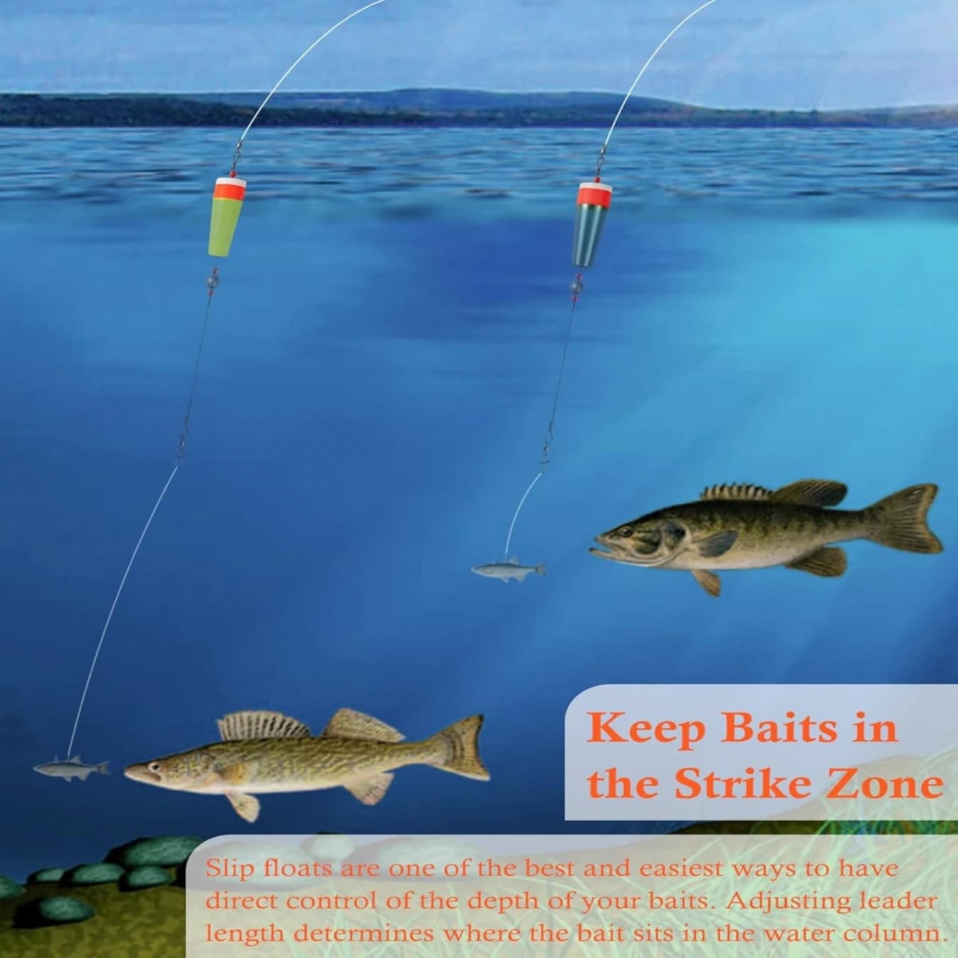 Lot de 4 flotteurs pêche à rattle, poppers colorés pour mer et eau douce, avec plomb
