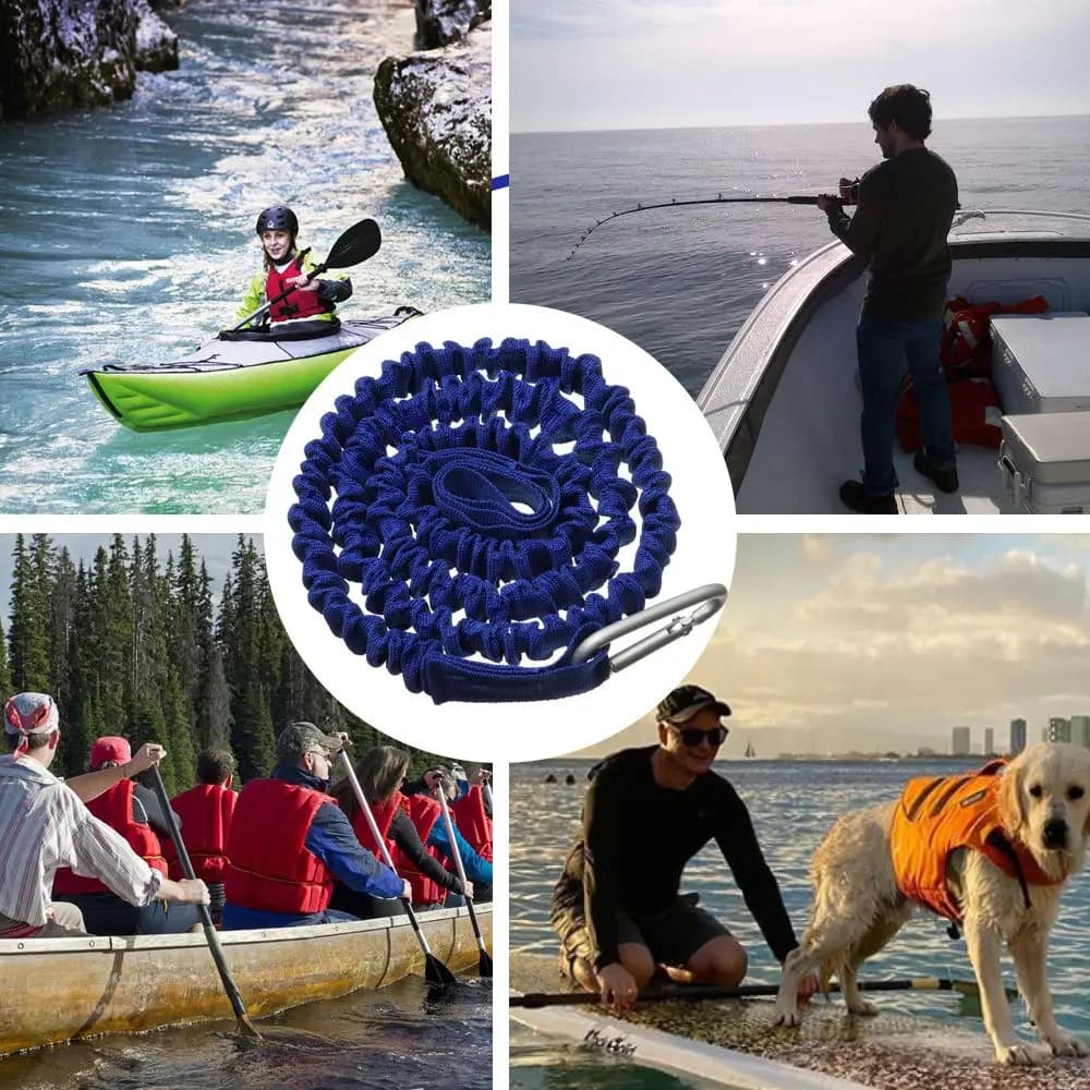 Sangle de sécurité ajustable pour pagaie de kayak et canne à pêche avec mousqueton - Accessoire bateau