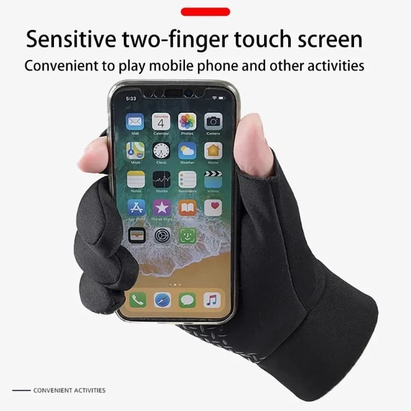 Gants pêche hiver homme femme chauds anti-dérapant écran tactile deux doigts coupés