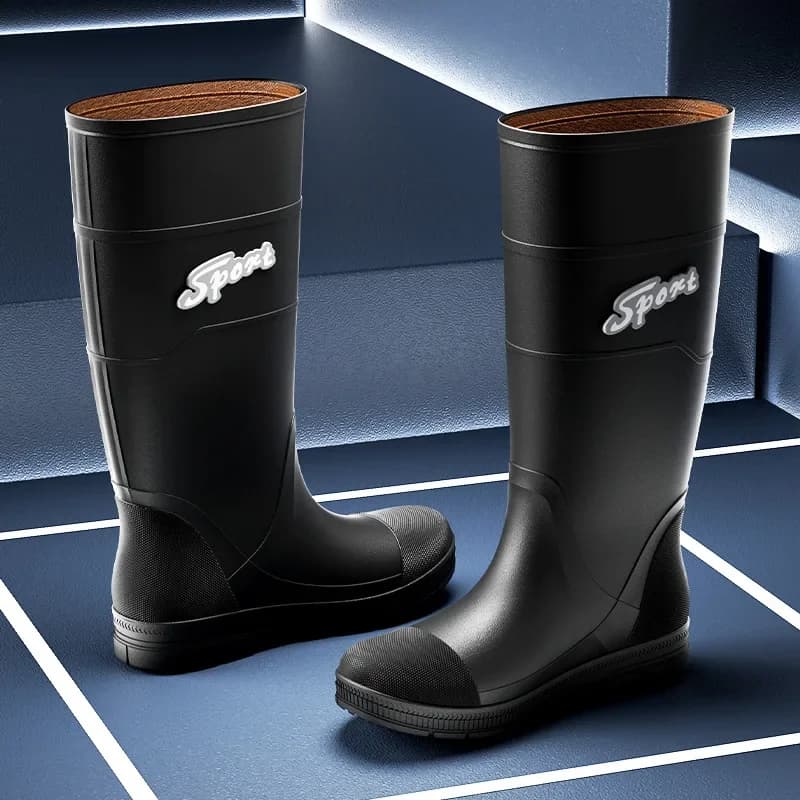 Bottes de pêche hautes imperméables antidérapantes avec bandes réfléchissantes pour sécurité nocturne