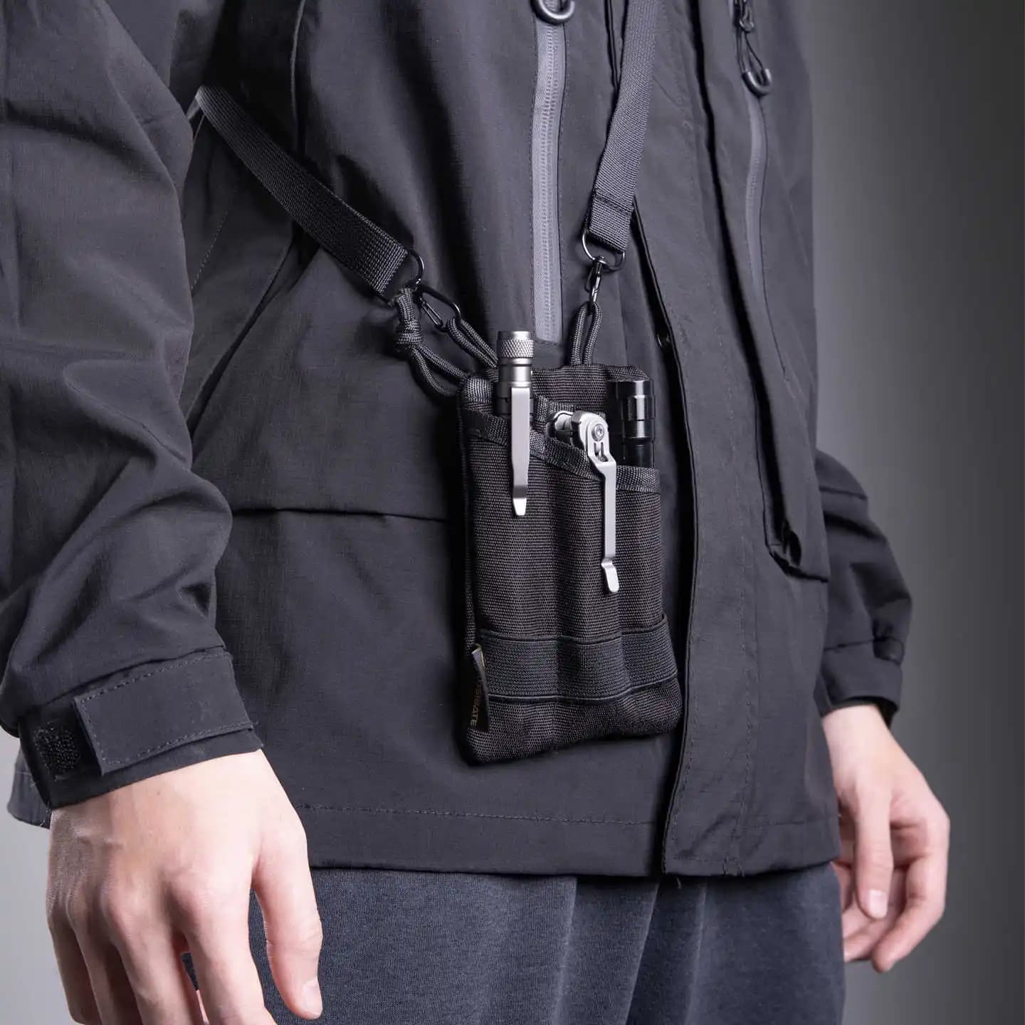 Pochette ceinture tactique Molle EDC compacte - Organisation clés cartes pour pêcheur outdoor