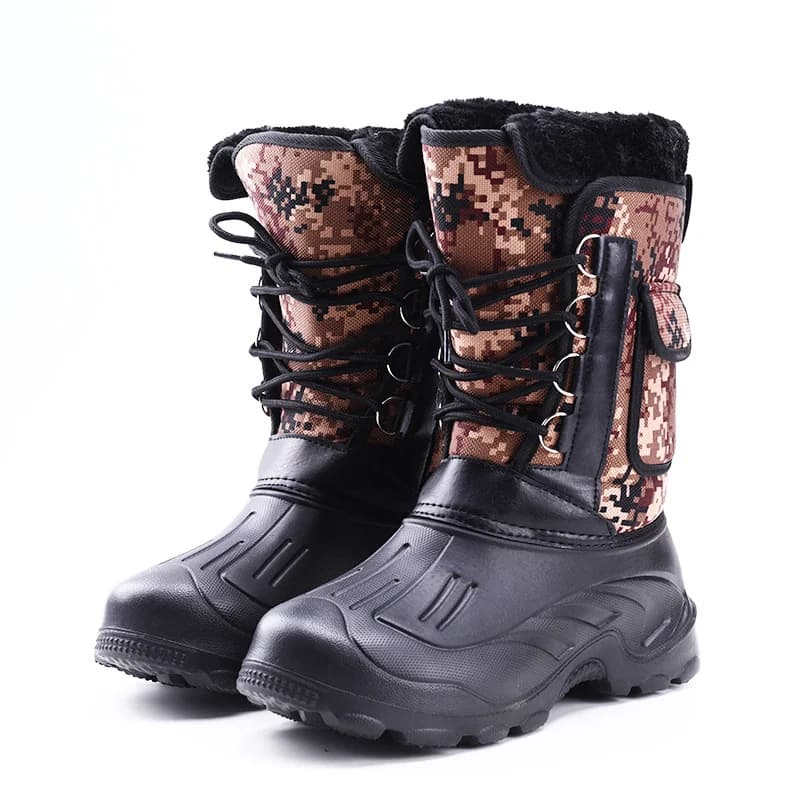 Bottes de pêche sur glace imperméables antidérapantes avec doublure polaire épaisse pour hiver