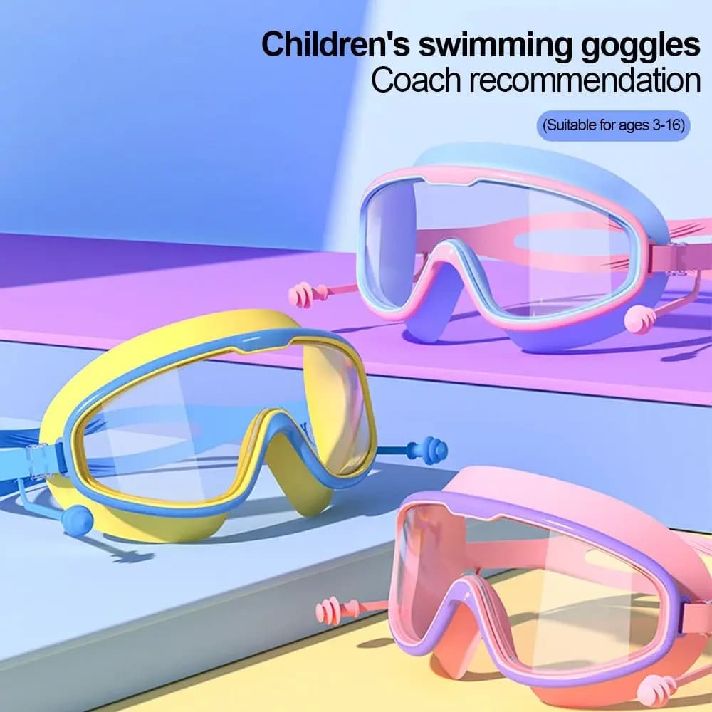 Lunettes de natation enfants 3-15 ans anti-buée étanches vision large piscine plage