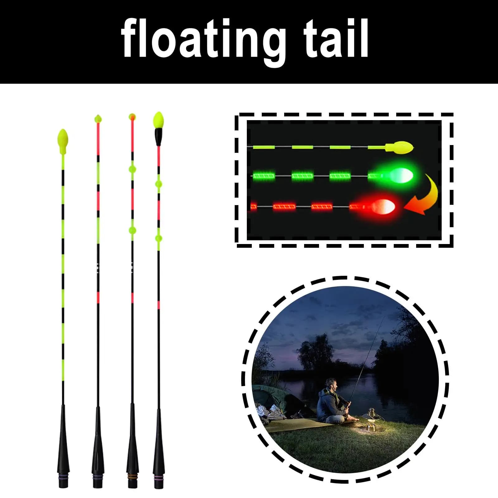 Flotteur lumineux LED pour pêche de nuit, flotteur électronique à induction gravitationnelle avec antenne fibre DIY