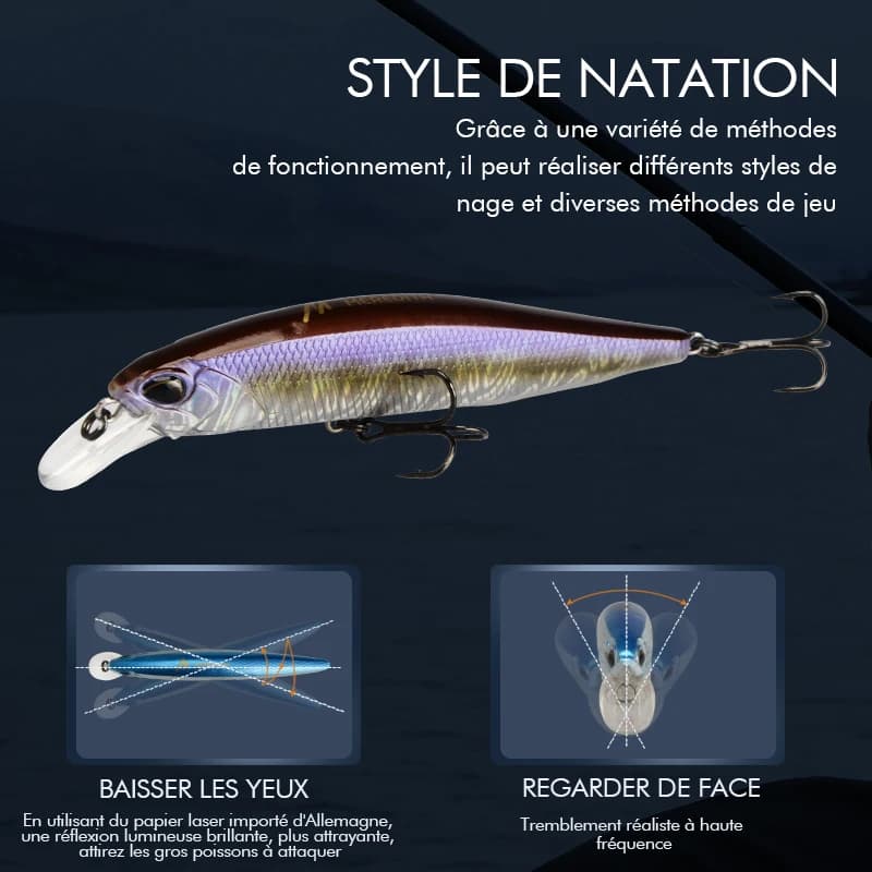 Leurre flottant minnow jerkbait 14g 24 couleurs profondeur 0.8-1.0m pour pêche professionnelle qualité