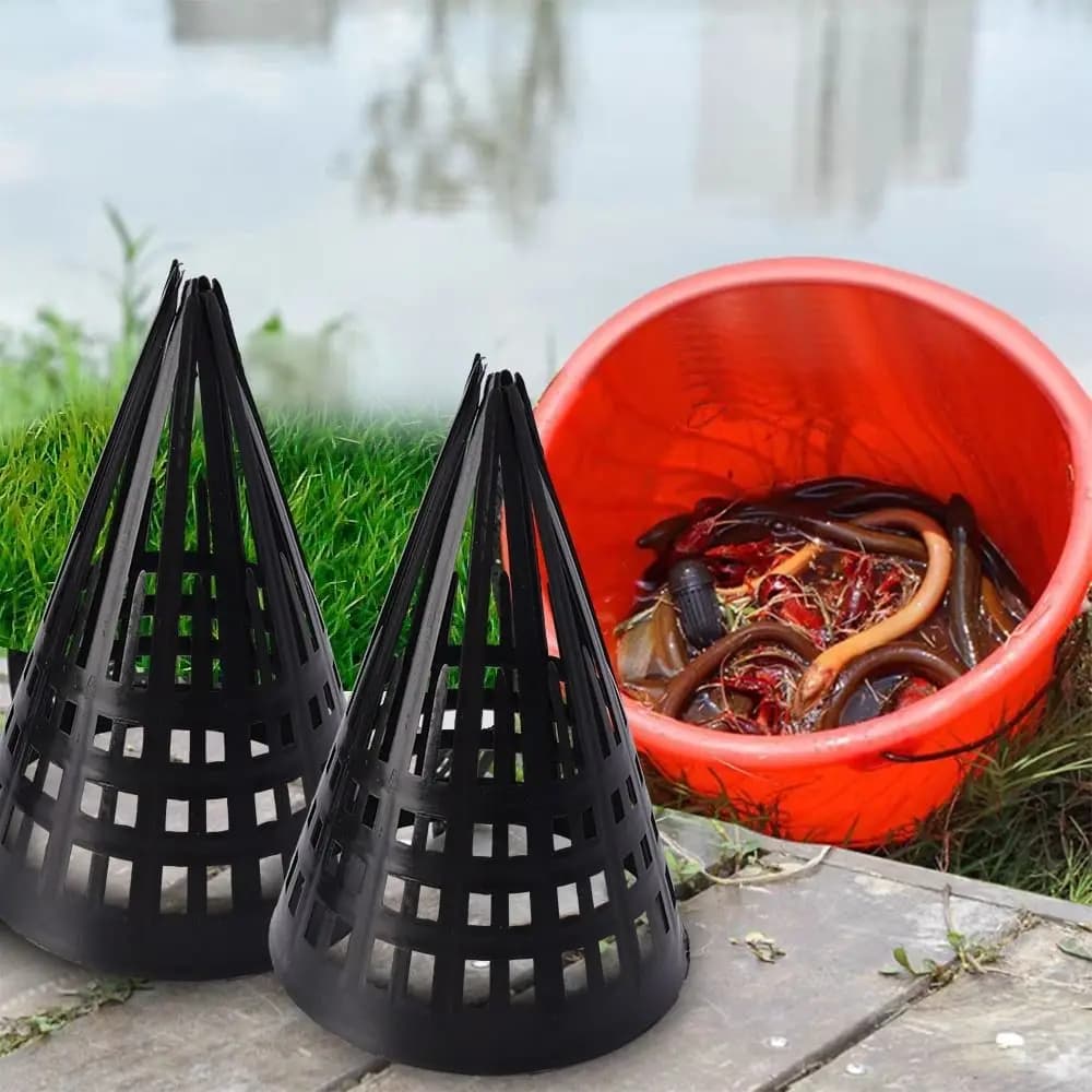 Couvercle plastique pour nasse à anguilles et civelles, piège de pêche conique pour pêche au vif et capture durable