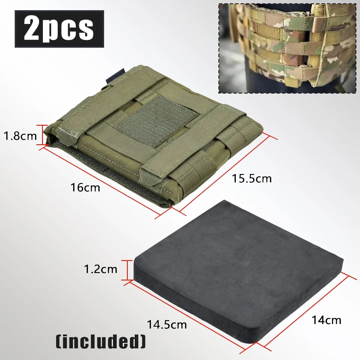 Poche latérale tactique pour plaque JPC2.0 AVS - Poche camouflage molle anti-choc pour pêche