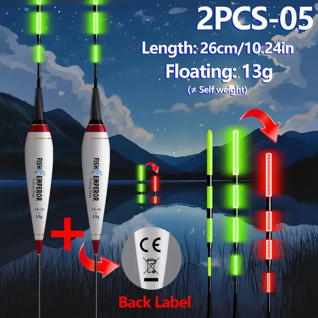 Float lumineux électronique 2 pièces couleur changeante pour pêche de la carpe et pêche au rock en Europe