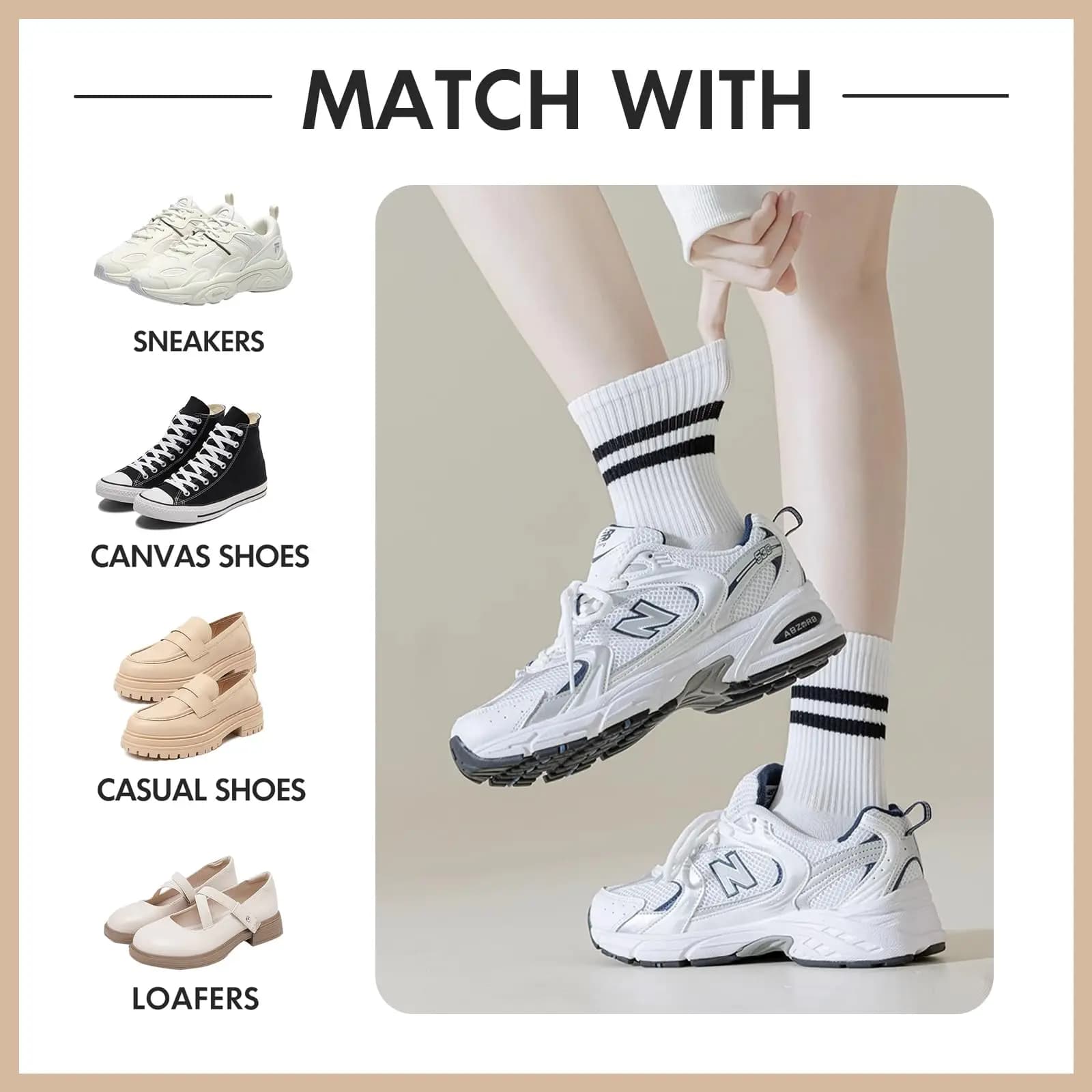 Lot 5 paires chaussettes casual rayées mi-mollet - Style mode confortable pour pêche loisir