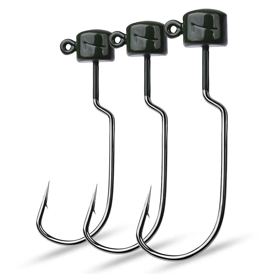 Hameçons plombés Jig Head 5PCS 3.5g-7g en acier carbone pour carpe et black-bass avec leurres souples