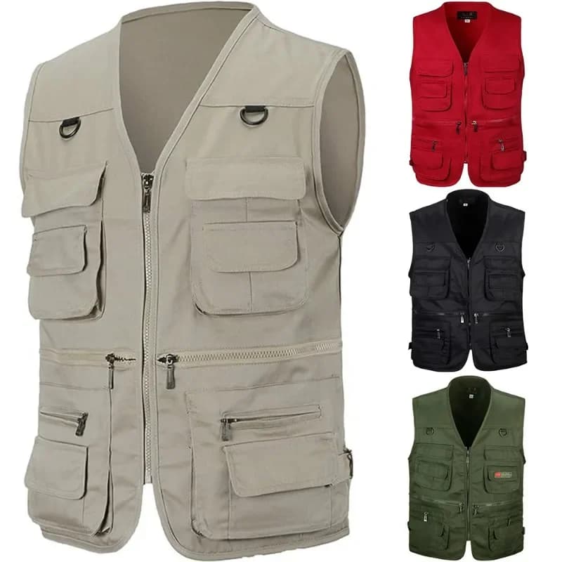 Veste de pêche sans manches respirante multi-poches pour homme, veste tactique solide pour sports outdoor