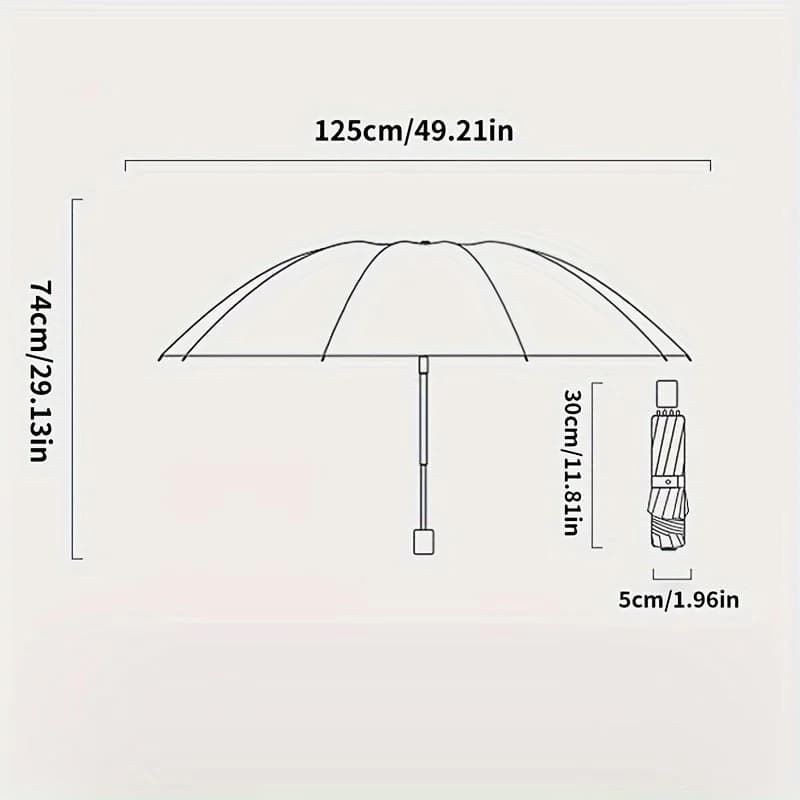 Grand parapluie pliable noir 12 baleines renforcées protection solaire robuste mixte manuel