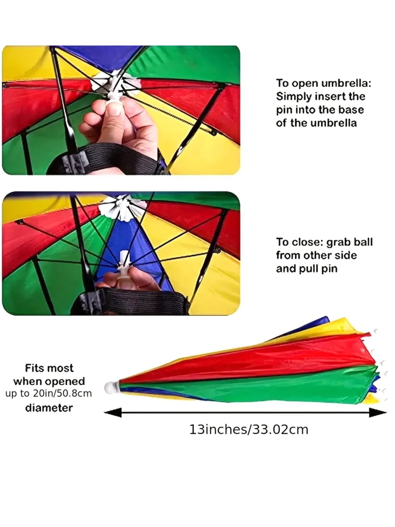 Chapeau parapluie monté sur tête nylon - Ouverture manuelle portable pour pêche ombrage