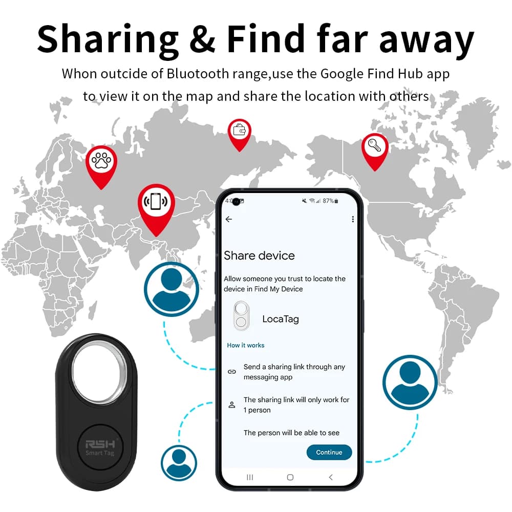 Tracker GPS 4PCS pour Samsung - Localisateur anti-perte pour matériel de pêche Android
