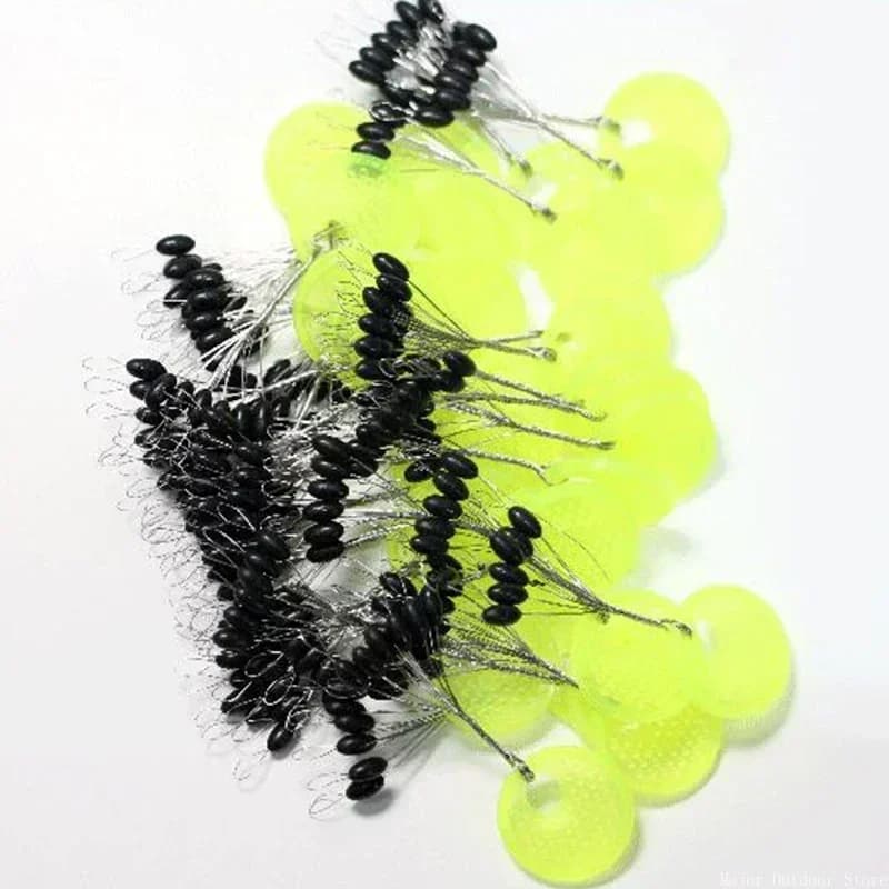 60pc 10 Group Set Rubber Space Bean Carp Fly Fish Rubber Oval Stopper Float Fish