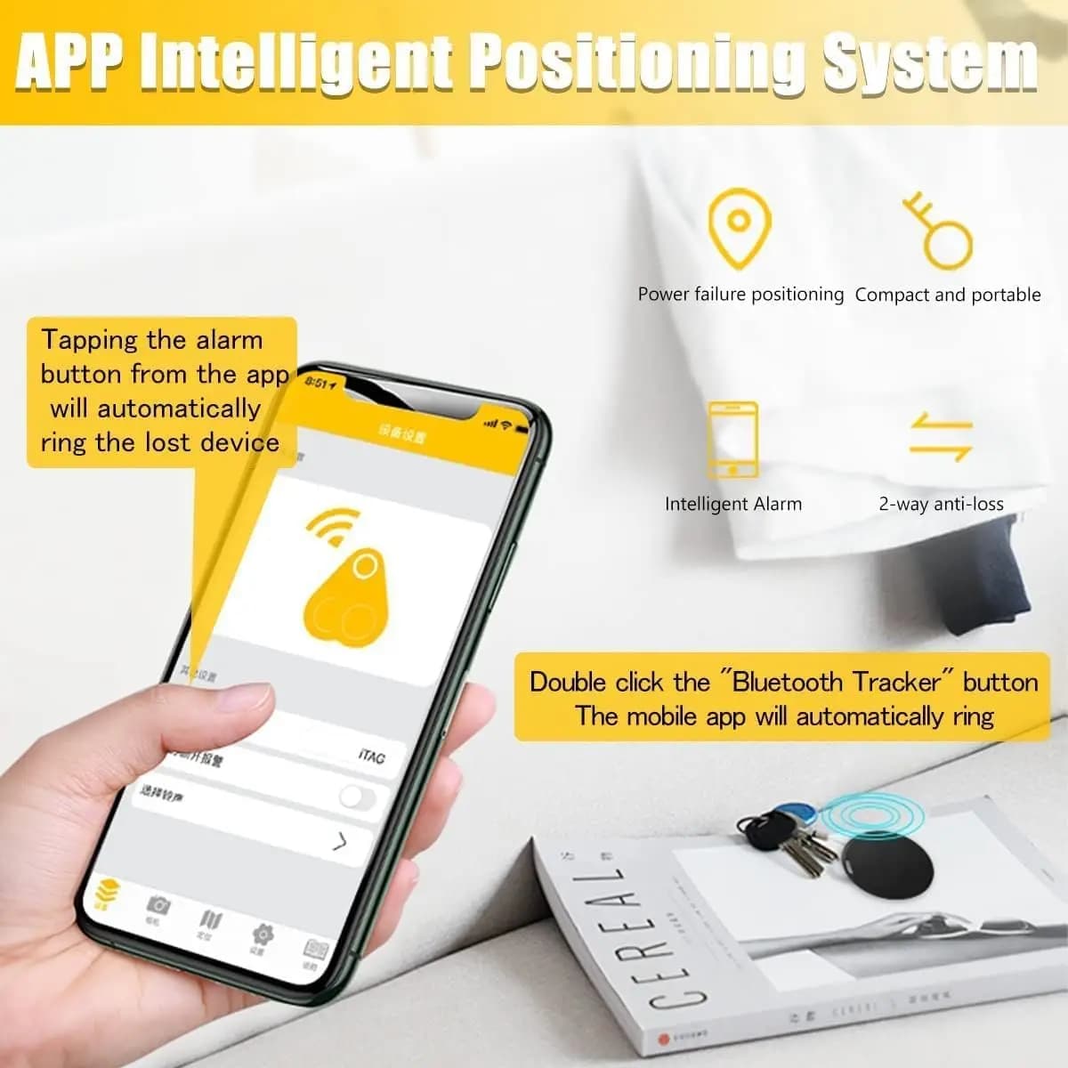 Mini Tracker GPS Bluetooth Anti-Perte - Compatible Find My iOS, Alarme Sonore, Localisateur Clés et Animaux