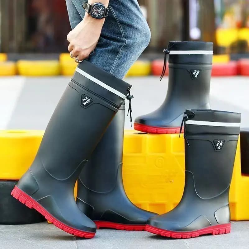 Bottes de pêche mi-mollet épaisses imperméables - Chaussures extérieur antidérapantes PVC bout rond