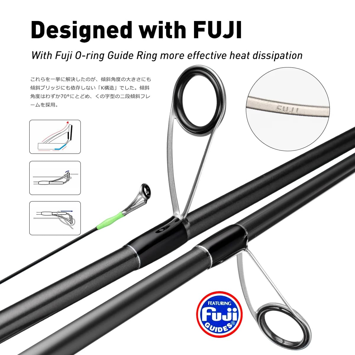 Canne pêche mer casting longue 2.7m à 3.3m avec anneaux Fuji pour bar et spinning