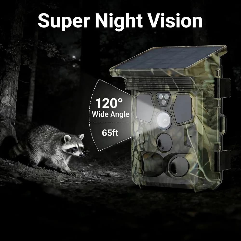 Suntekcam 50MP 4K solaire étanche vision nocturne déclenchement 0.3s pour surveillance pêche