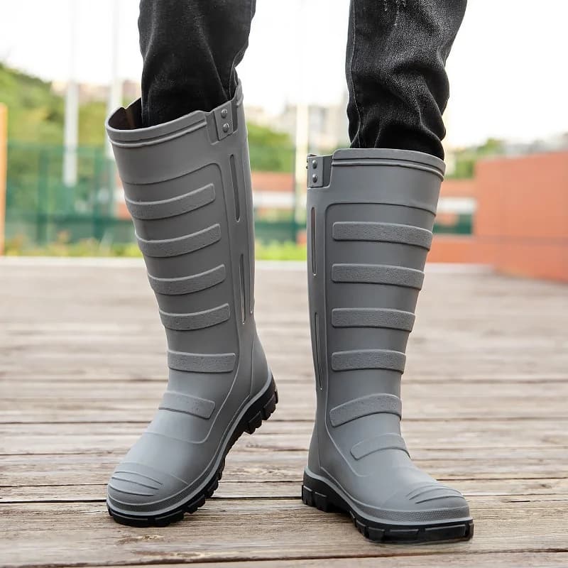 Bottes de pluie homme haute imperméables anti-dérapantes résistantes pour pêche lavage auto