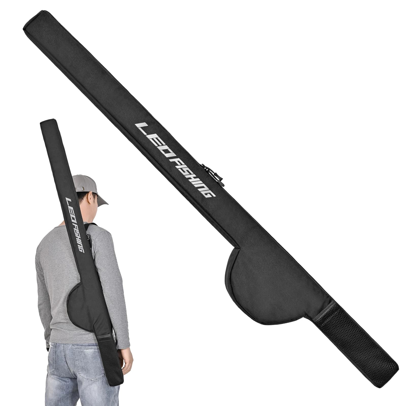 Sac transport cannes pêche 85-126cm avec compartiment moulinet rangement épaule portable étui
