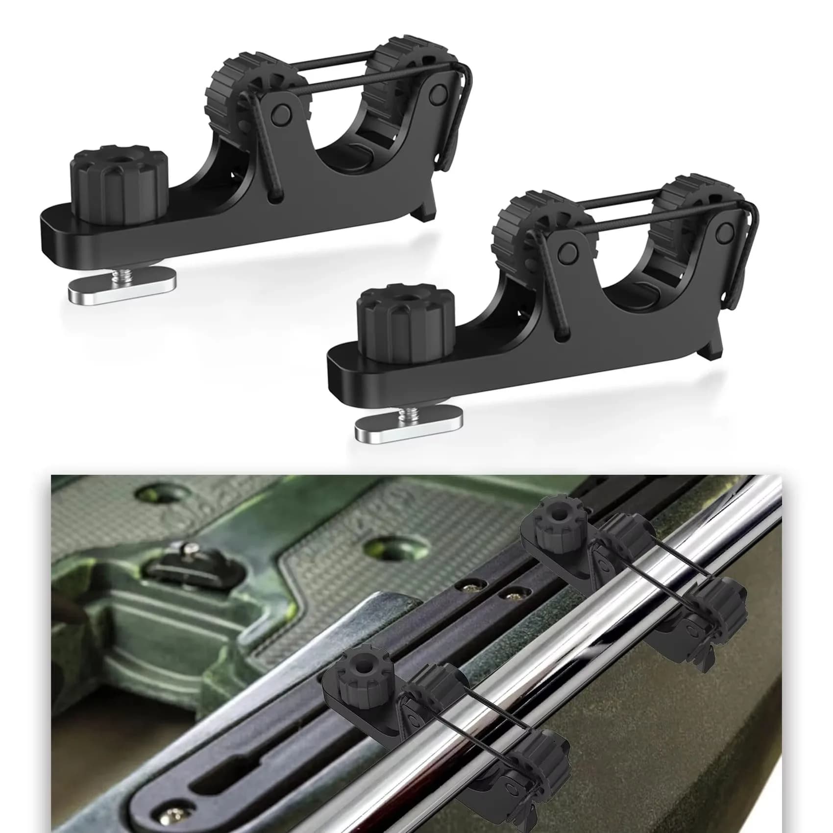 2 supports pagaie kayak extensibles sur rail pour fixation standard, accessoires pêche et navigation