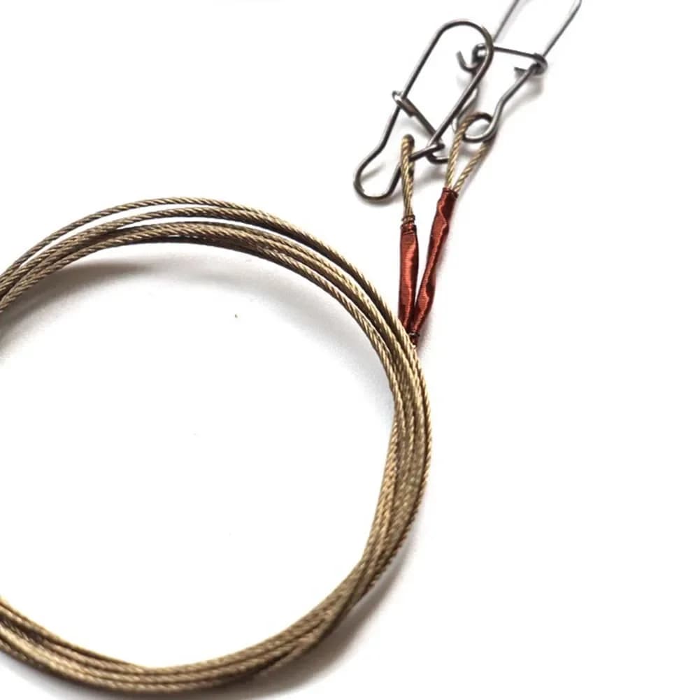 2 bas de ligne acier avec émerillon et snap - Pour pêche mer et eau douce résistant aux dents de poissons