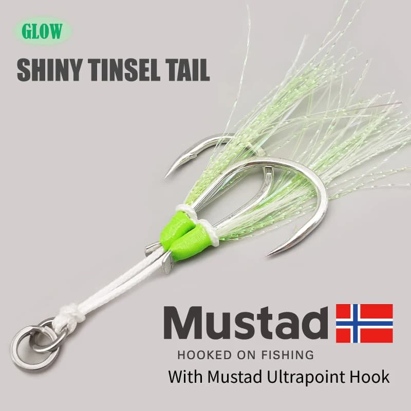 Hameçons Slow Jigging Twin Assist Mustad pour la pêche verticale du dorade et poissons de mer