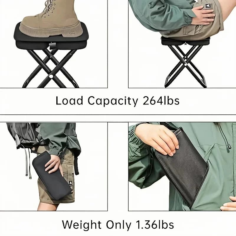 Chaise pliante compacte légère pêche camping plage - Siège portable randonnée pique-nique BBQ voyage