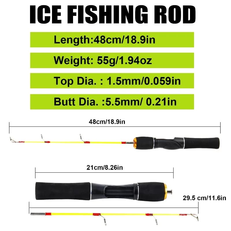 Canne ultralégère Sougayilang pour pêche hivernale aux crevettes - Portable mini ice fishing