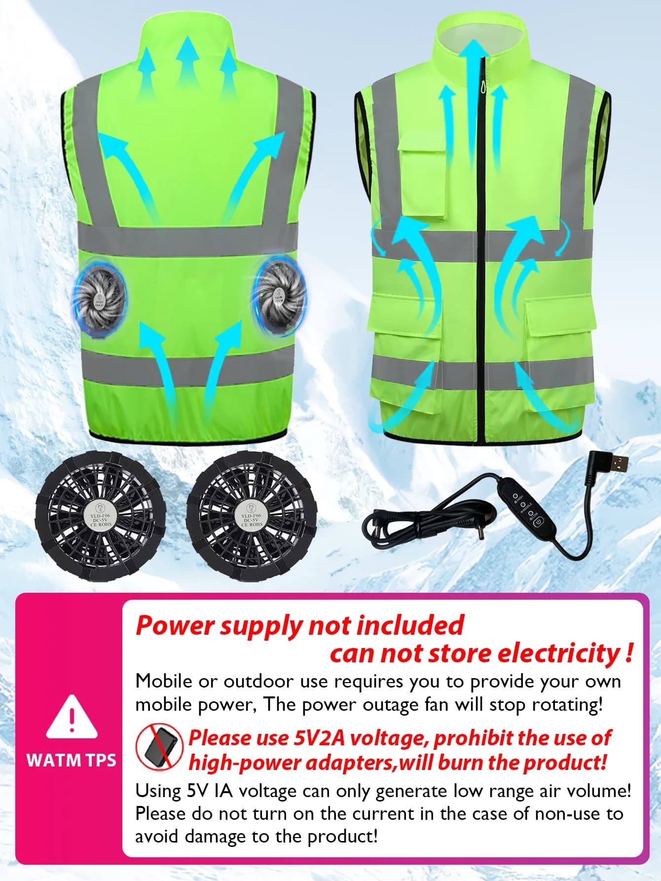 Gilet ventilé pêche été avec 2 ventilateurs - 9 pales - 3 vitesses - Rafraîchissement intégré
