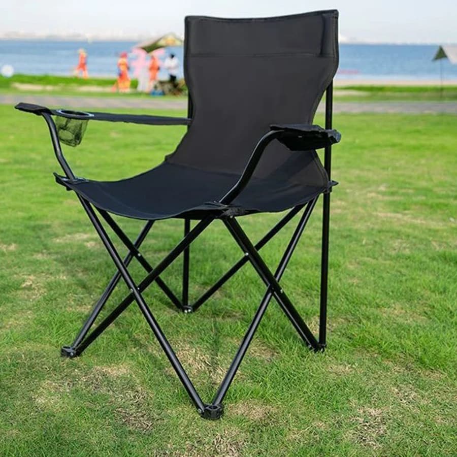 Chaise pliable de camping et plage avec accoudoirs - Accessoire pêche portable et confortable